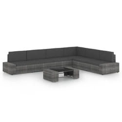 Salon de jardin - Non spécifié - 7 pièces - Résine tressée - Coussins amovibles - Modulaire et léger