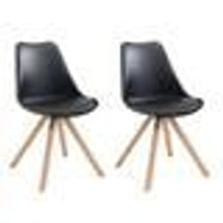 Lot de 2 chaises de salle à manger scandinave synthetique noir pieds bois