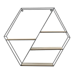 etagere murale en forme alveole d abeilles 62 x 12 x 53 cm metal bois et noir