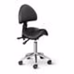 Fauteuil siege selle avec dossier fer chrome synthetique PVC noir