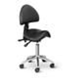 Fauteuil siege selle avec dossier fer chrome synthetique PVC noir