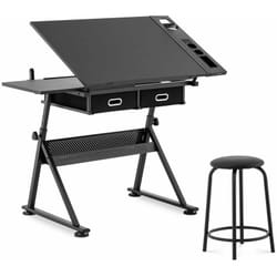 Table à dessin bureau inclinable et réglable en hauteur 115 x 60 cm tabouret compris