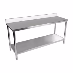 Table de travail cuisine professionnelle acier inox avec dosseret 180 x 60 cm capacite de 182 kg
