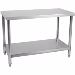 Matériau Inox 304 Capacité de charge 115 kg Dimensions 120 x 70 x 85 cm Hauteur entre les deux niveaux 60 cm Dimensions de l' ...