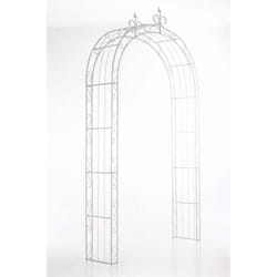 Décoshop26 - Arche à rosiers pour jardin revêtue de fer hauteur 260 cm blanc vieilli MDJ10117