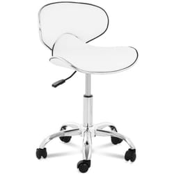 Tabouret chaise siège de bureau à roulette dossier blanc