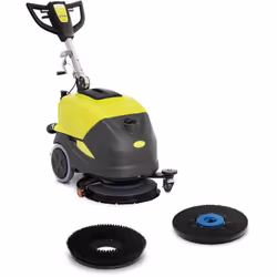 Des sols éclatants de propreté, grâce à une autolaveuse à batterie Efficacité – moteur de 550 W faisant tourner la brosse à 1 ...
