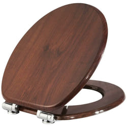 Abattant WC siège de toilette à fermeture douce en MDF de hêtre foncé