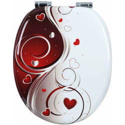 Helloshop26 - Siège de toilette charnière à fermeture lente en bois robuste pour salle de bain blanc et rouge