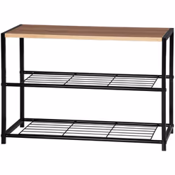 Range-chaussures haute stabilité: La banquette en bois épais (noyau MDF de qualité supérieure) et en acier noir durable, non ...