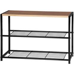 Helloshop26 - Meuble à chaussures en bois bancs à chaussures en métal pour couloir 63 cm noir
