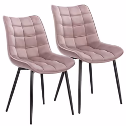 Chaises de cuisine - Non spécifié - Lot de 2 - Velours rose - Cadre en métal - Design contemporain