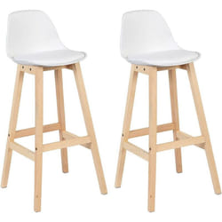 Ensemble de 2 chaises de comptoir de cuisine de petit-déjeuner tabourets de bar blanc