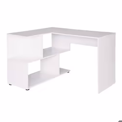 Bureau adulte d angle avec etageres 100 cm blanc