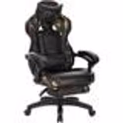 Fauteuils de bureau sport chaise de jeu avec appui tete coussin lombaire et repose pieds en cuir synthetique camouflage