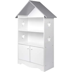 Étagère pour enfants avec porte en bois verrouillable blanc-gris
