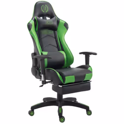 Fauteuil de bureau ergonomique de haute qualité en synthétique noir et vert Design sportif Repose-pieds et dossier facilement ...