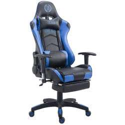 Décoshop26 - Fauteuil de bureau ergonomique dossier réglable avec repose-pieds synthétique noir/bleu BUR10135