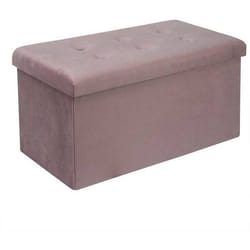 Tabouret avec espace de rangement revetement amovible Qulina rose