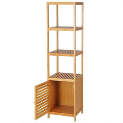 etagere sur pied avec 5 espaces de rangement meuble de salle de bain en bambou