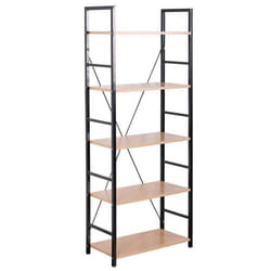 etagere stand avec etagere en metal & bois chene noir clair
