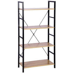 Étagère stand avec étagère en métal & bois chêne noir clair