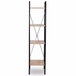 etagere sur pied en metal et bois avec 4 etageres modele marron noir