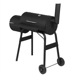 Barbecue à charbon - Noir - 2 compartiments - Mobile avec roues - Thermomètre intégré - 3 grilles de cuisson