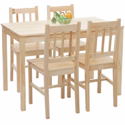 Ensemble de chaises et table de salle à manger style rustique en bois massif pin La combinaison de la table à manger et des c ...