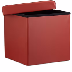Tabouret pouf banquette pliant meuble de rangement stable synthetique 38 cm bordeaux