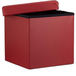 Tabouret pouf banquette pliant meuble de rangement stable synthetique 38 cm bordeaux