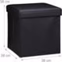 Tabouret pouf banquette - Noir - Synthetique - Pliant - 38 cm - Rangement intérieur