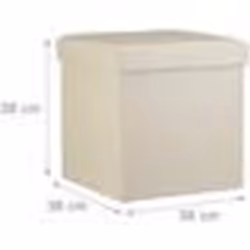 Tabouret pouf banquette pliant meuble de rangement stable synthetique 38 cm beige