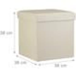 Tabouret pouf banquette pliant meuble de rangement stable synthetique 38 cm beige