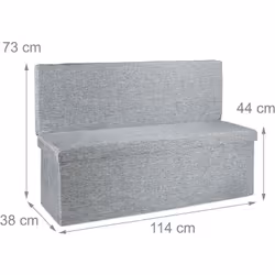 Détails sur le banc de rangement en lin pliant avec dossier appui-dos Dimensions H x l x P: 73 x 114 x 38 cm (appui-dos dépli ...