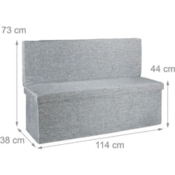 Tabouret pouf banquette de rangement pliant en lin 114 cm gris