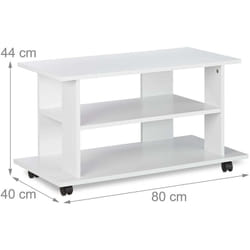 Helloshop26 - Copie de Meuble tv 2 compartiments console table sur roulettes 80 cm blanc