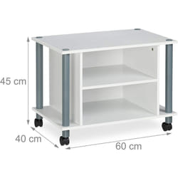 Helloshop26 - Meuble tv compartiments étagère buffet à roues pour téléviseur 60 blanc