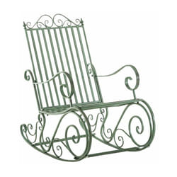 Décoshop26 - Chaise fauteuil à bascule rocking chair pour jardin en fer vert vieilli MDJ10100