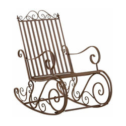 Chaise fauteuil à bascule rocking chair pour jardin en fer marron vieilli MDJ10101