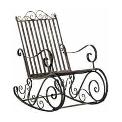 Décoshop26 - Chaise fauteuil à bascule rocking chair pour jardin en fer bronze vieilli MDJ10102