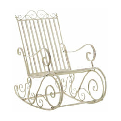 Décoshop26 - Chaise fauteuil à bascule rocking chair pour jardin en fer crème vieilli MDJ10103