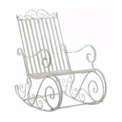 Chaise à bascule en fer pour intérieur ou extérieur Fabriqué à la main. Couleur: blanc vieilli Dimensions: Hauteur totale: 94 ...