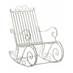 Décoshop26 - Chaise fauteuil à bascule rocking chair pour jardin en fer blanc vieilli MDJ10104