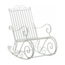 Décoshop26 - Chaise fauteuil à bascule rocking chair pour jardin en fer blanc MDJ10105