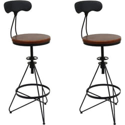 Tabourets de bar - Chai - Lot de 2 - Design industriel - Hauteur réglable - Rotation 360°