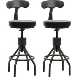 Lot de 2 tabourets de bar chaise haute design industriel avec repose-pieds rotatif réglable en hauteur en acier et simili cuir noir TDB04084