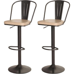Ensemble de 2 tabourets de bar chaise haute réglable en hauteur rotatif design industriel en simili cuir beige et métal TDB04090