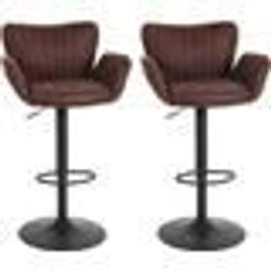 Tabourets de bar - Chai - Lot de 2 - Réglable en hauteur - Rembourrage confortable - Pivote à 360°