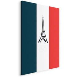 Tableau toile de décoration impression sur toile Jeux Olympiques de Paris motif Drapeau français avec graphique Tour Eiffel 20x30 cm 110018410